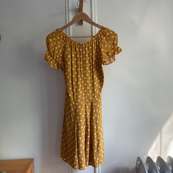 Reformation Yellow Polka Dot Dress Size 2 - Picture 3 of 4
